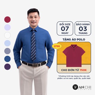 Áo sơ mi dài tay nam trung niên ANCHI classic trơn xanh than form regular - B4SMD01