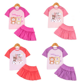 Bộ đồ bé gái Baby Three, bộ quần váy 4-12 tuổi (13-34kg), bộ cộc tay bé gái. Chất cotton mềm mịn, thấm hút mồ hôi
