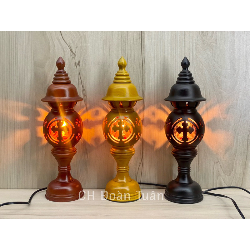 đèn thờ gỗ thánh giá kèm bóng (giá bán /1 cái)-Đèn gỗ công giáo