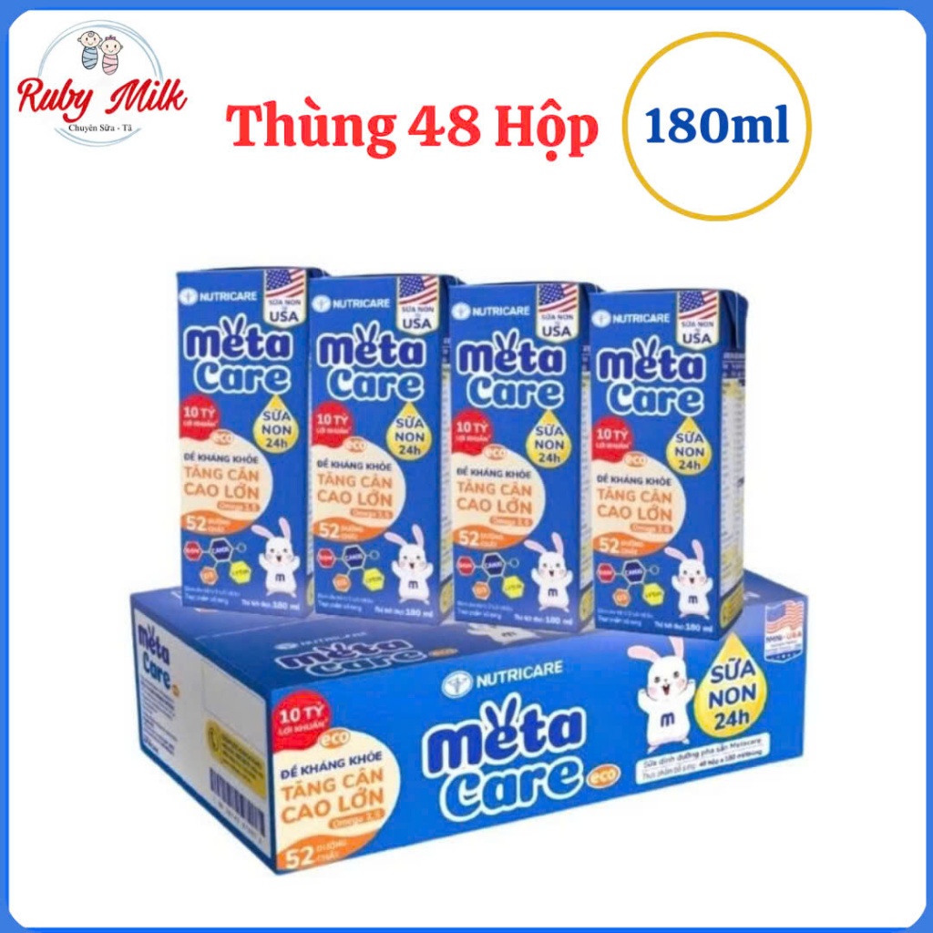 Thùng 48 Hộp Sữa Bột Pha Sẵn Nutricare Metacare Eco Xanh 180ml