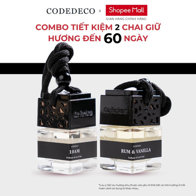 Combo 2 chai tinh dầu nước hoa dạng treo CODEDECO 8ml 3 tầng hương, treo xe tô tô, nhà vệ sinh, phòng ngủ, tủ quần áo