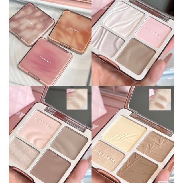  Bảng phấn tạo khối JUDYDOLL 4 ô chính hãng highlight bắt sáng tự nhiên lâu trôi 