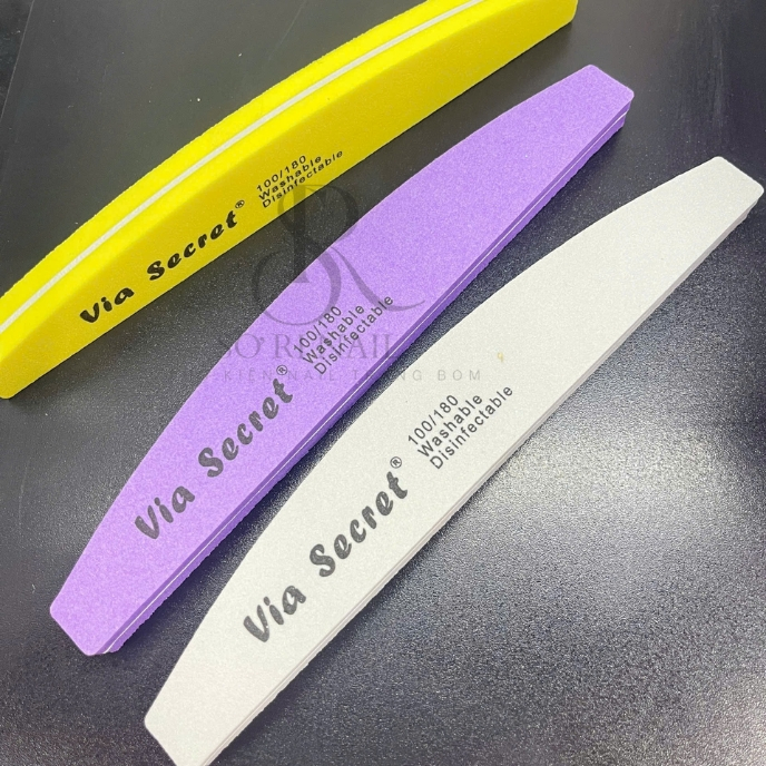 Phao dũa mịn dài Via Secret, buffer mịn dài chính hãng siêu bền, độ nhám 100/180 - Sơri Nail