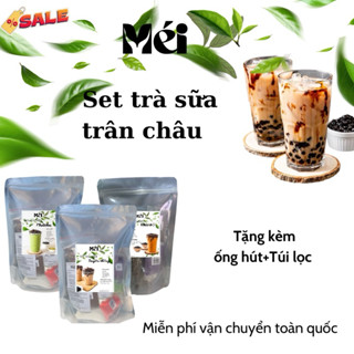  Set Nguyên Liệu Trà Sữa Trân Châu Đường Đen Tự Pha 6-8 LY  Dễ Nấu Tại Nhà tặng túi lọc và ống hút 