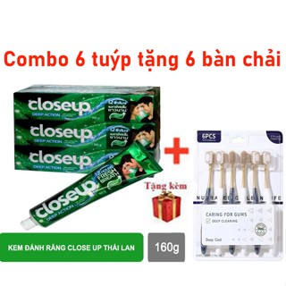 [FREE SHIP] Combo 6 Tuýp Kem đánh răng Closeup Thái Lan Tặng  6 Bàn Chải