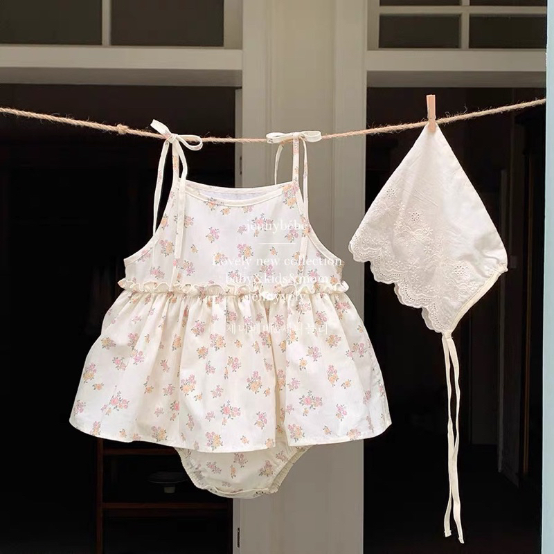 [Jenny-bebe] Suit hoa hai dây tiểu thư cho bé đi biển xinh xắn 2025