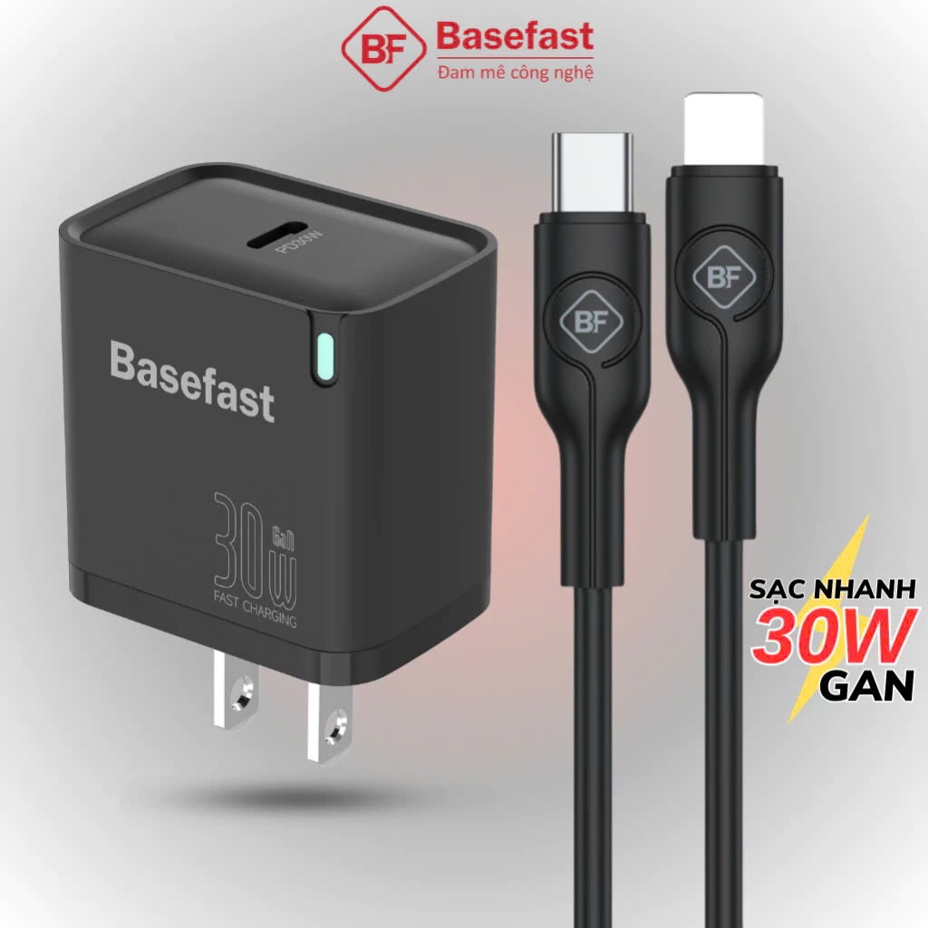 Bộ sạc nhanh 30W Basefast Củ sạc chống quá tải nhiệt dùng cho dòng Phone 11 12 13 14 15 16 pro max