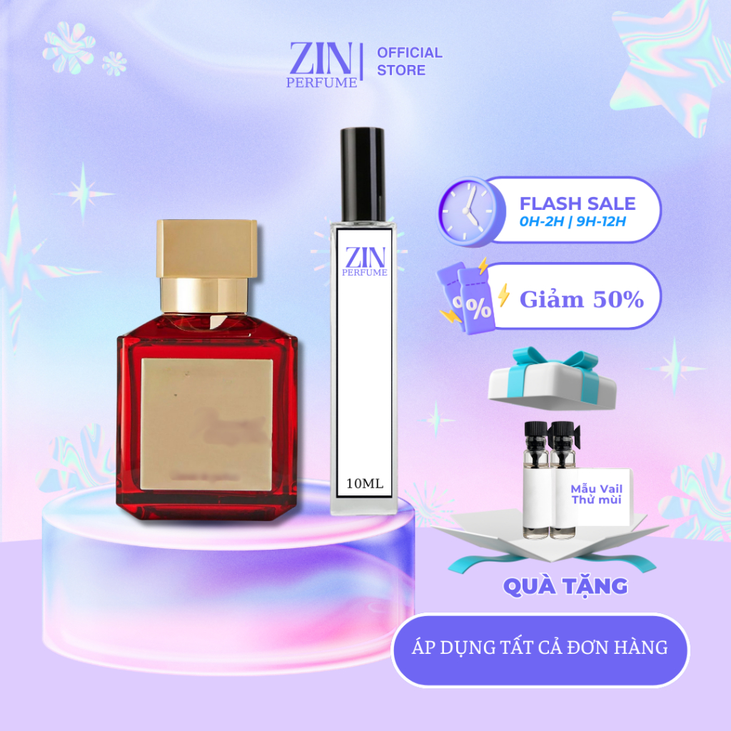 Nước hoa nam nữ M.FK Baccarat Rouge 5.40, nước hoa chiết thơm lâu dung tích 10ml LAN Perfume - NH04