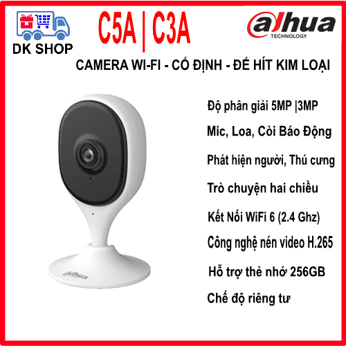 Camera WiFi DaHua Cube A1 C5A 5MP 3K | C3A 3MP 2K Trong Nhà - Cố Định - Góc Rộng - Chân Đế Hít Nam C