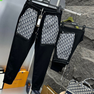 Quần Nỉ Jogger  Nam C.D Nỉ Da Cá Phối Túi Khoá Zip Dệt Vân Chữ Thổ Cẩm Monogram Dành Cho Anh Em Boy Phố Đi Chơi Bạn Gái