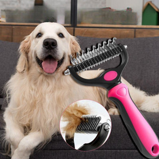 Lược Chải Lông Gỡ Rối Lông Cho Chó Mèo Lông Dài, Dụng Cụ Chải Lông Chó Mèo 2 Mặt Chất Liệu Thép Không Rỉ Size Lớn