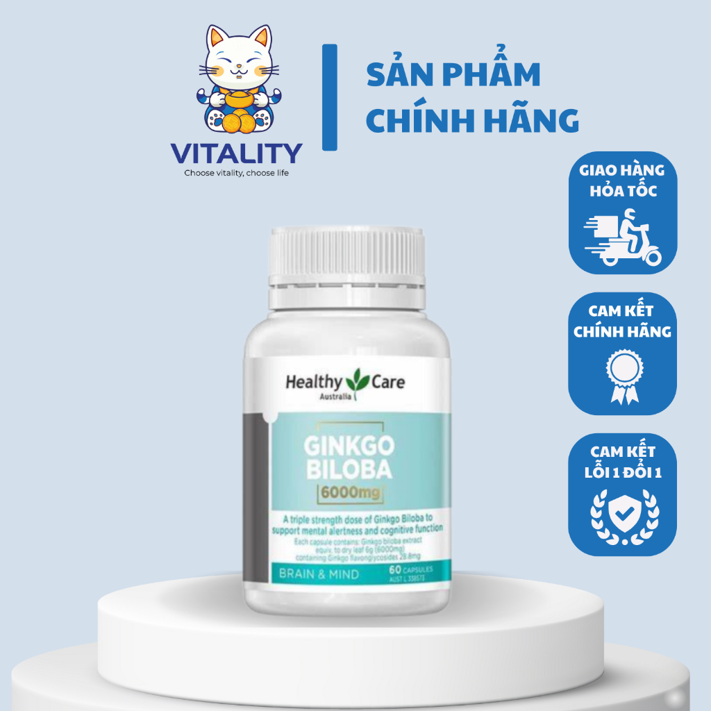 Bổ não Ginkgo Biloba Healthy Care 2000mg - 6000mg, Vitality Store