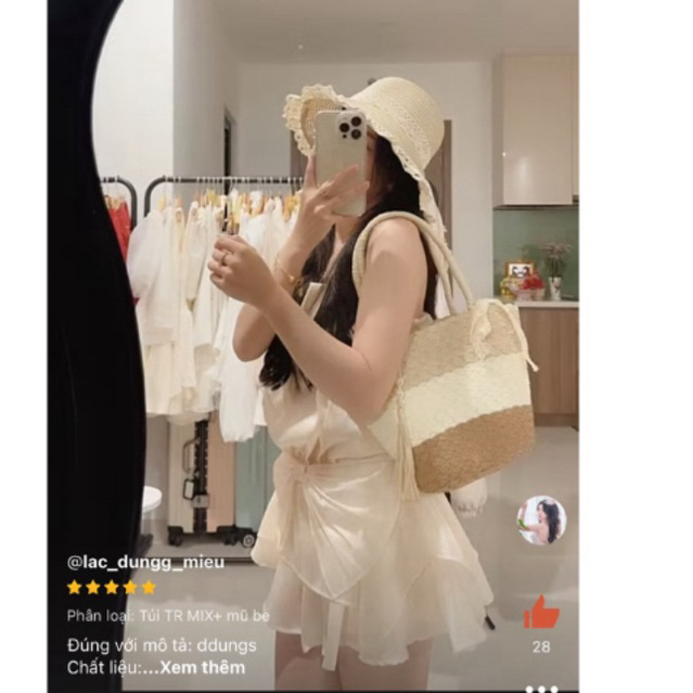 Set túi mũ cói tua rua mix ngọc nơ ren đi biển đi chơi đều xinh | BigBuy360 - bigbuy360.vn