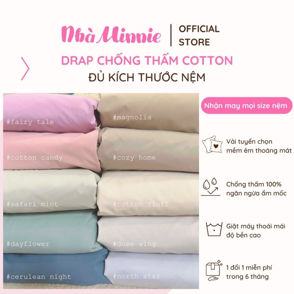 [Nhiều mẫu - Link 1] Ga chống thấm cotton Nhà Minnie dành cho bé - Mềm Mịn Mát - Bảo hành 6 tháng