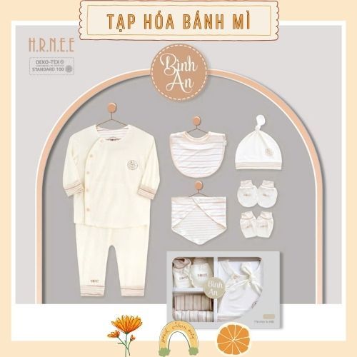 Set quà tặng quần áo phụ kiện HRNEE Bình An 6 món cho bé từ sơ sinh