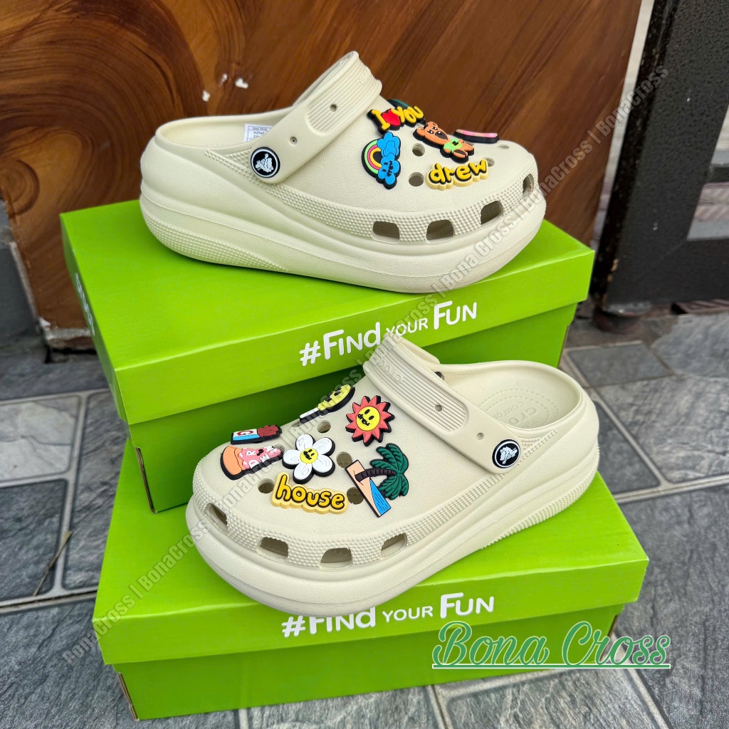 (TẶNG SẴN CHARM) CROSS CRUSH CLASSIC, DÉP CROSS ĐẾ CAO NỮ 2025