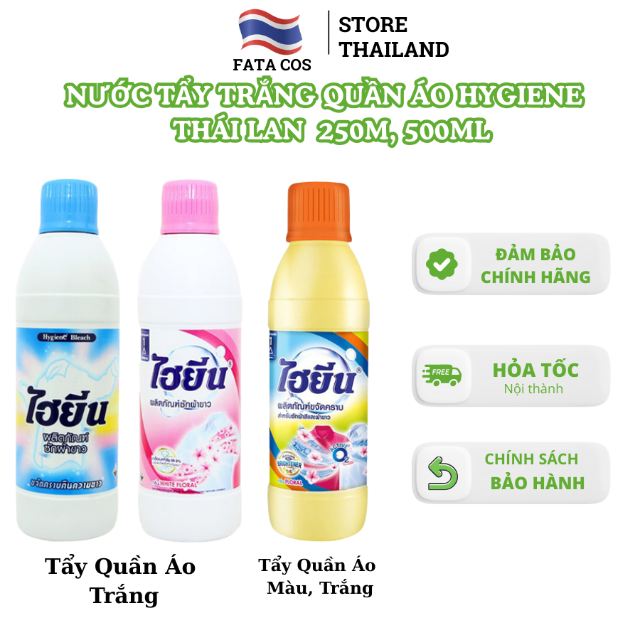 Nước tẩy trắng quần áo Hygiene Thái Lan 250ml, 500ml Fata Co's