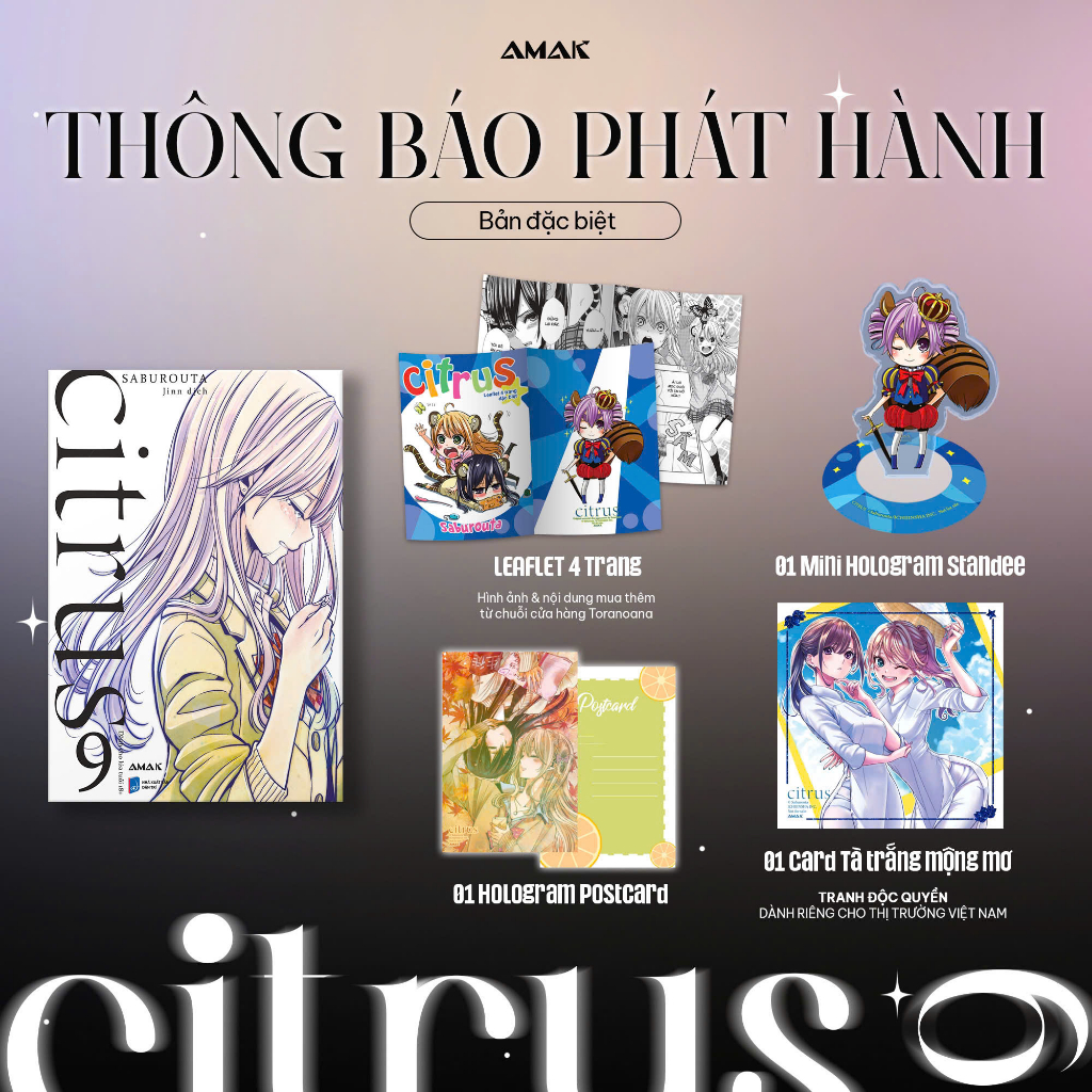 [Phụ Kiện Bookmark + Postcard + Leaflet + Card + Standee] Bản Đặc Biệt - CITRUS - Saburouta - Tập 9 