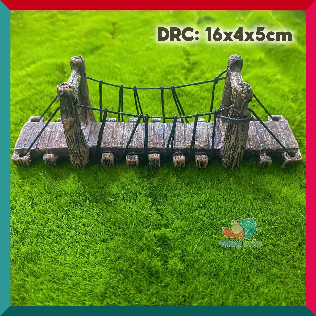 Mô hình cầu treo trang trí tiểu cảnh chất liệu bột đá kích thước 16cmx4cmx5cm