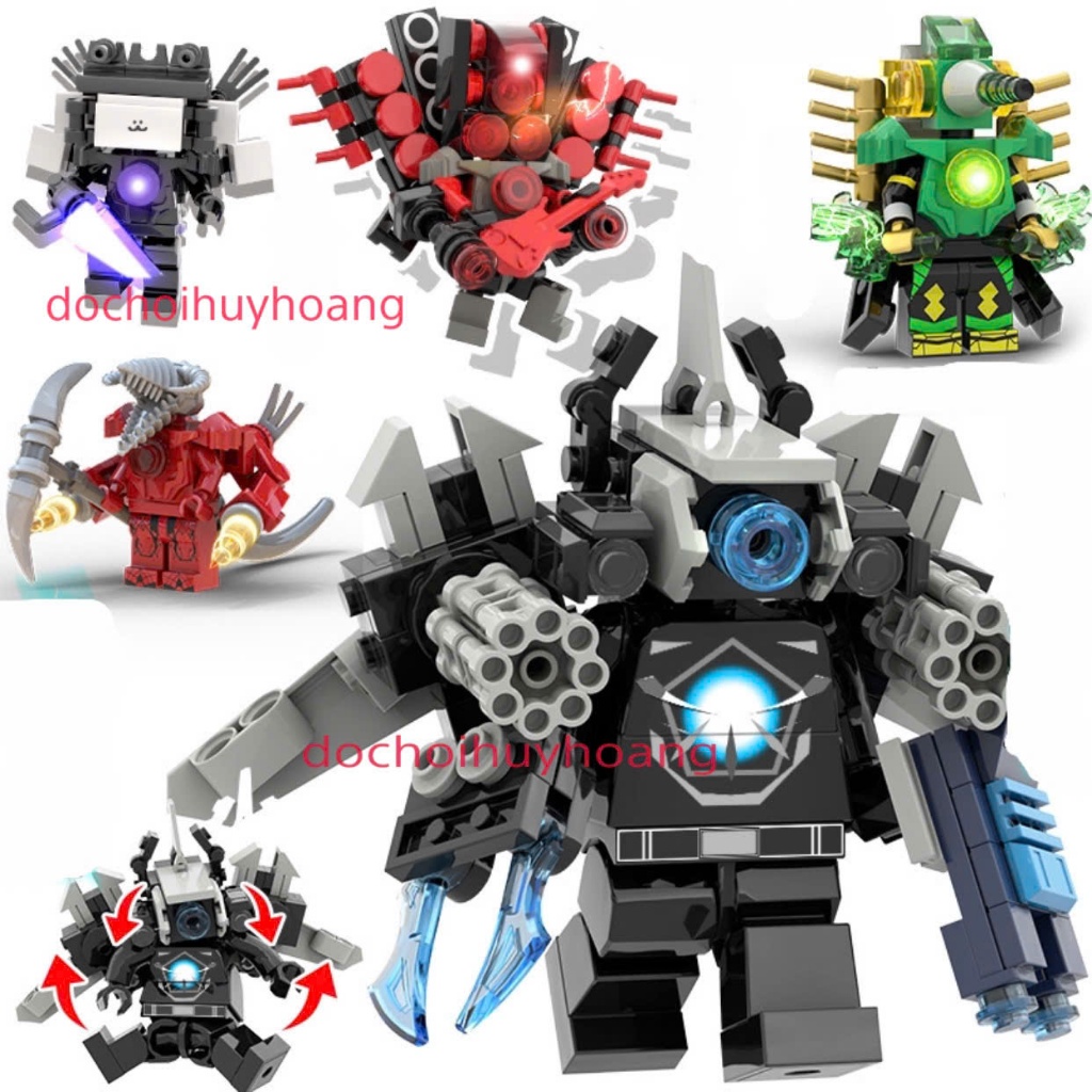 Skibidi Toilet Mô hình Lắp ráp Nhân vật Nhà Vệ Sinh Người Máy Titan Cameraman TV Clock Drill Man T01 T08