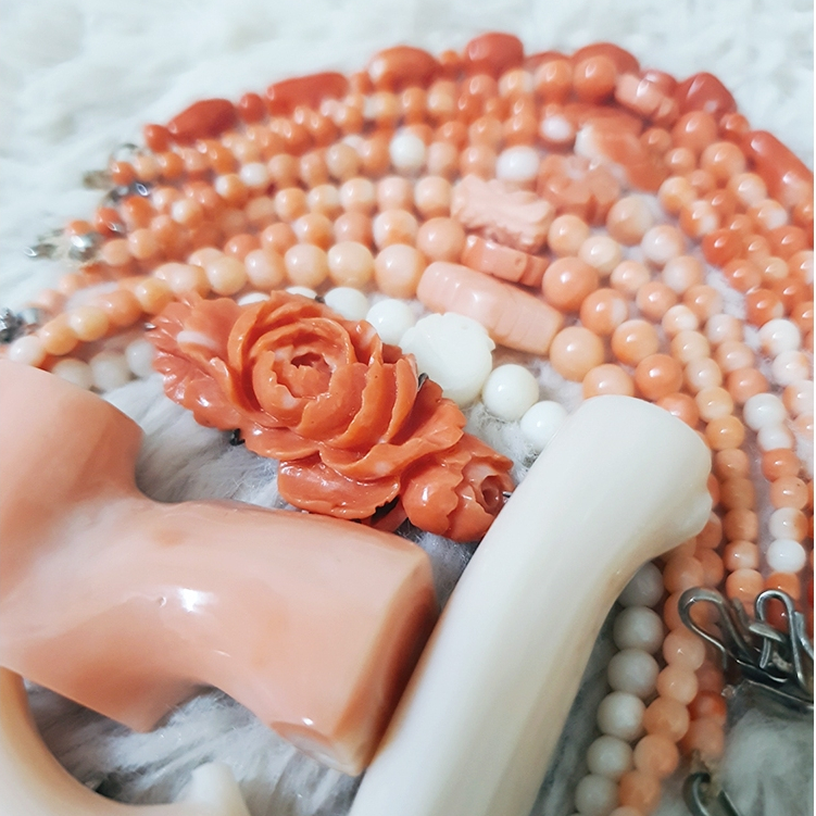 Phụ kiện kimono Nhật Bản - Dây gài Haori himo và Obidome dành cho nhiều mẫu bằng san hô - Coral haor