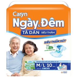 Tã dán, tã quần, tấm lót CARYN Ngày và đêm M/L 10+1, M/L18+2, M10, L10, M18, L18 miếng hương bạc hà