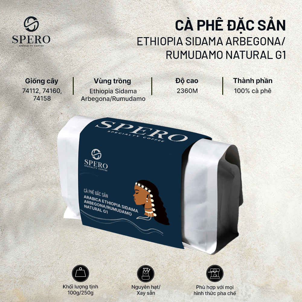 Cà phê đặc sản Ethiopia Sidama Arbegona/Rumudamo Natural G1 (á quân trong Ethiopia CoE 2020)
