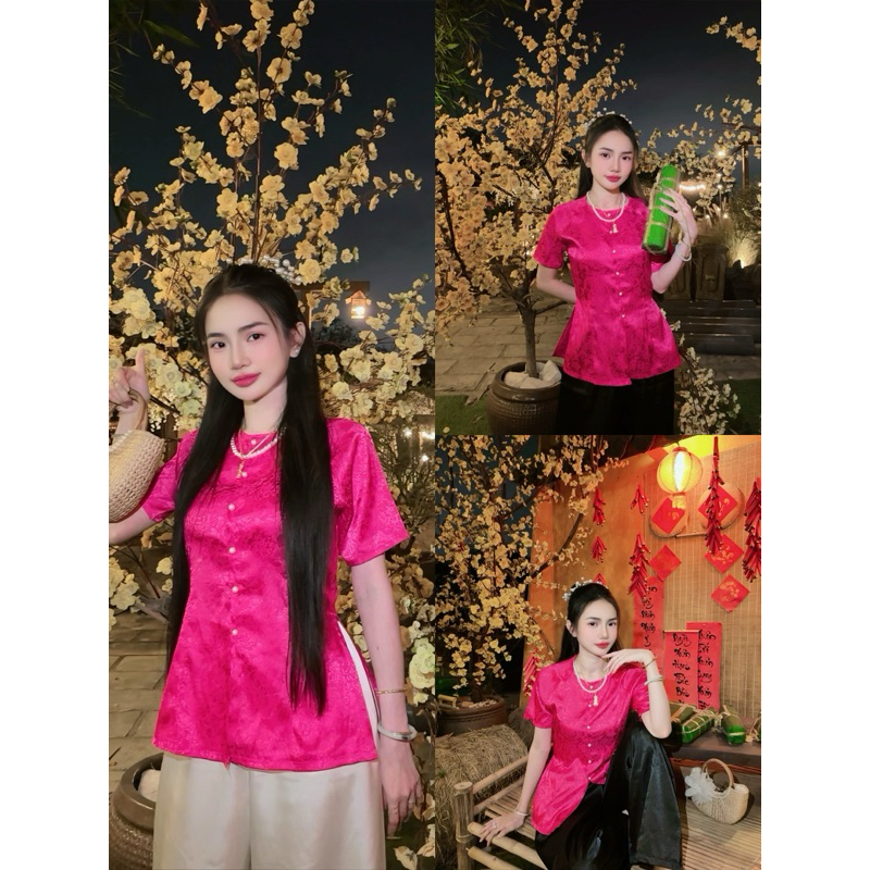[ÁO LẺ TAY NGẮN] ÁO BÀ BA GẤM LỤA DUYÊN DÁNG SIZE TỪ 40-70 KÍ
