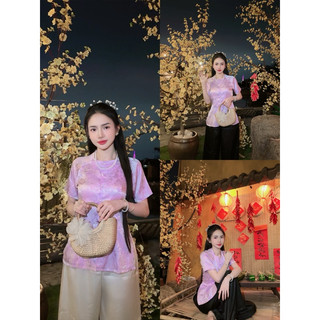 [ÁO LẺ TAY NGẮN] ÁO BÀ BA GẤM LỤA DUYÊN DÁNG SIZE TỪ 40-70 KÍ