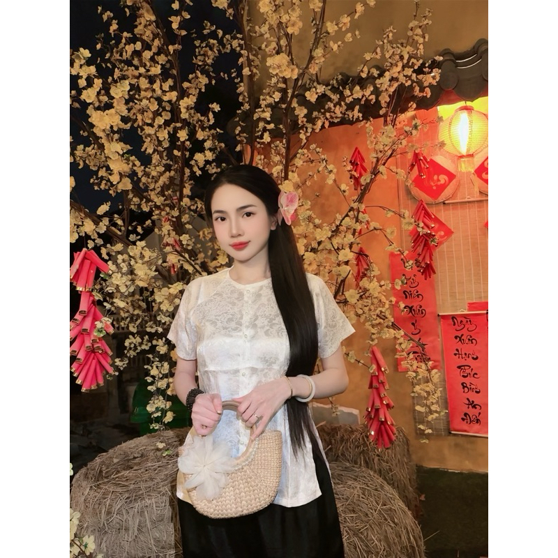 [ BỘ ÁO + QUẦN ] BỘ BÀ BA GẤM LỤA TRUYỀN THỐNG, QUẦN PHI LỤA QTRẮNG - QĐEN , SIZE TỪ 40-70 KÍ