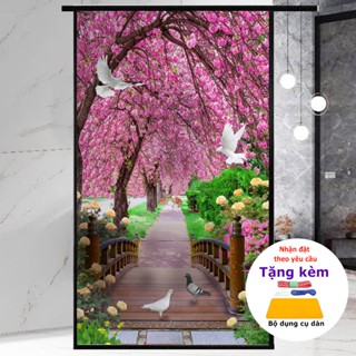Decal dán kính cây hoa anh đào chống nhìn chất liệu cát mờ dán phòng thờ, ngủ phòng ngủ giá rẻ, miễn phí vận chuyển-DK46