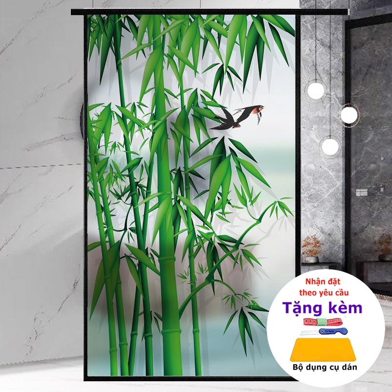 Decal dán kính mờ chống nhìn cây trúc giá rẻ miễn phí vận chuyển shop huệ decor (DK 40)