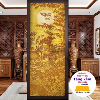  Decal dán kính phòng thờ giả trúc chỉ hoa sen giá giá rẻ miễn phí vận chuyển shop huệ decor  Sen11  