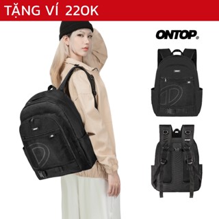 Balo đen canvas nhiều ngăn nam nữ ONTOP phối lưới đựng vừa laptop 15.6inches local brand Mesh Backpack Pos-Pro | O-P61