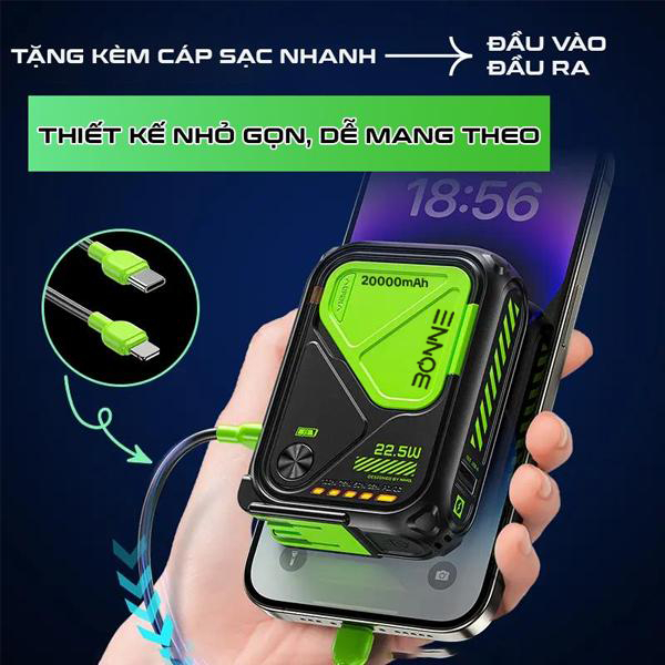 (Đã về hàng) Sạc Dự Phòng BP08, Củ Sạc Nhanh BONNE BP08 By BONNETECH, Sạc Dự phòng 10.000 mAh 20.000 mAh