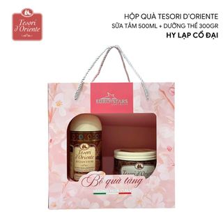   HOẢ TỐC  Hộp quà tặng Sữa tắm nước hoa Tesori 500ml và Kem dưỡng thể 300g kèm túi thiệp phiên bản mới 2025 