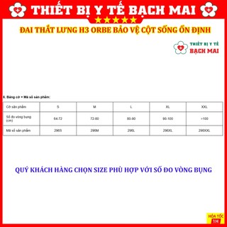 ĐAI THẮT LƯNG ORBE H3 CỐ ĐỊNH BẢO VỆ CỘT SỐNG