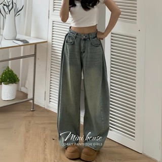 MINI HOUSE - Quần jeans nữ ống rộng phối line nhúm phần hông tôn dáng che khuyết điểm MINI003