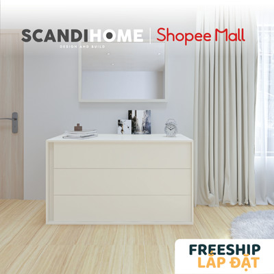 BIBAO, Tủ 3 tầng mở hông DRA_027, 135x58x77cm, tủ gỗ Scandi Home