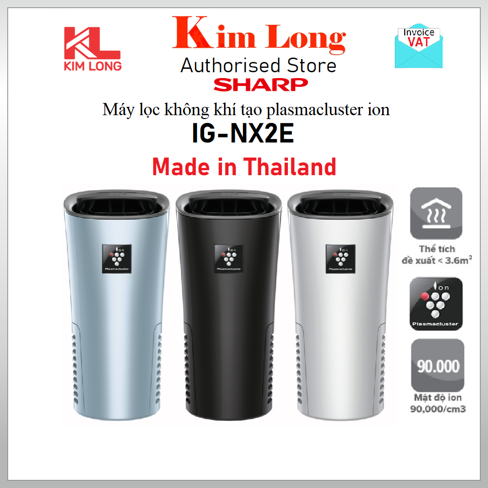 Máy lọc không khí xe hơi ô tô Sharp IG-NX2E Made in Thai Lan, Khử mùi, Plasmacluster ion- Hàng chính