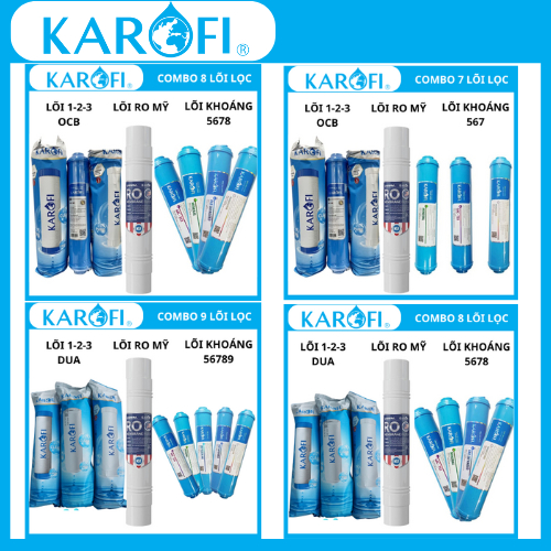 Trọn bộ Combo 7 lõi , 8 lõi , 9 lõi lọc nước Karofi chính hãng N7RO,S117,K8RO,B930,S038,KSI80,E117..