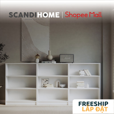 JELLY, COMBO bộ 3 Kệ sách 3 tầng SHE_053, 240x28x106cm, kệ gỗ Scandi Home