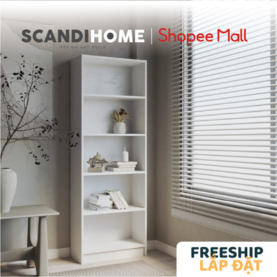 JELLY, Kệ sách 5 tầng size nhỏ SHE_064, 60x28x170cm, kệ gỗ Scandi Home