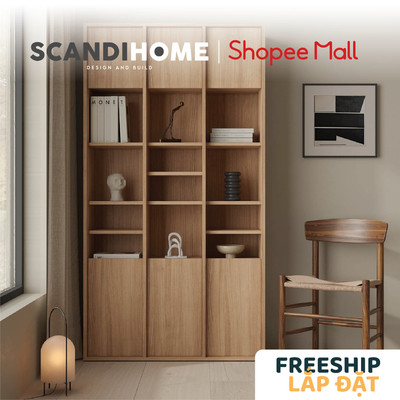 DECI, Kệ sách, kệ để đồ SHE_140, 97x30x180cm, kệ gỗ Scandi Home