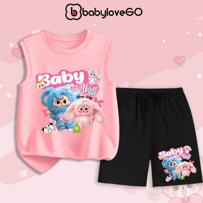 Đồ bộ bé gái BabyloveGO bộ ba lỗ cho bé chất thun cotton in hình cute dễ thương XT-LB83