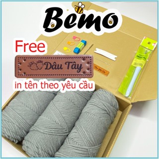 Bộ Nguyên Liệu Móc, Đan Khăn Choàng Cổ Len Ống Cotton Love Tag In Tên Theo Yêu Cầu, Có Hướng Dẫn
