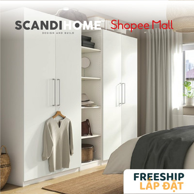 ZOOM, Tủ quần áo 3 gian cỡ đại WAR_022, 250x60x201cm, tủ đựng quần áo Scandi Home
