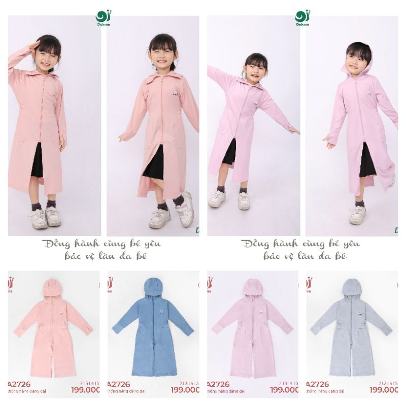 (sale 2y) Áo chống nắng dáng dài Dokma 2-6Y