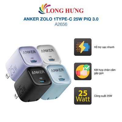 Cốc sạc Anker Zolo 1Type-C 25W PIQ 3.0 A2656 - Hàng chính hãng