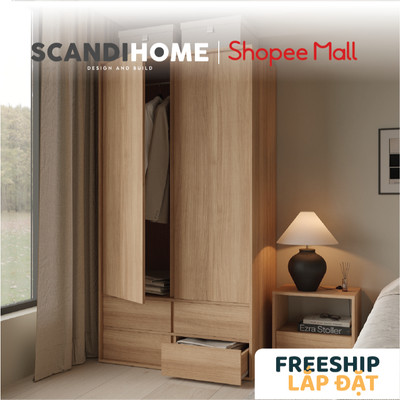 DECI, Tủ quần áo , tủ lưu trữ đồ WAR_079, 106x59x200cm, tủ đựng quần áo Scandi Home
